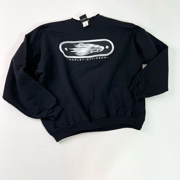 Harley-Davidson Sweatshirt Womens XL Black Eagle Graphic Print Pullover - Picture 1 of 9